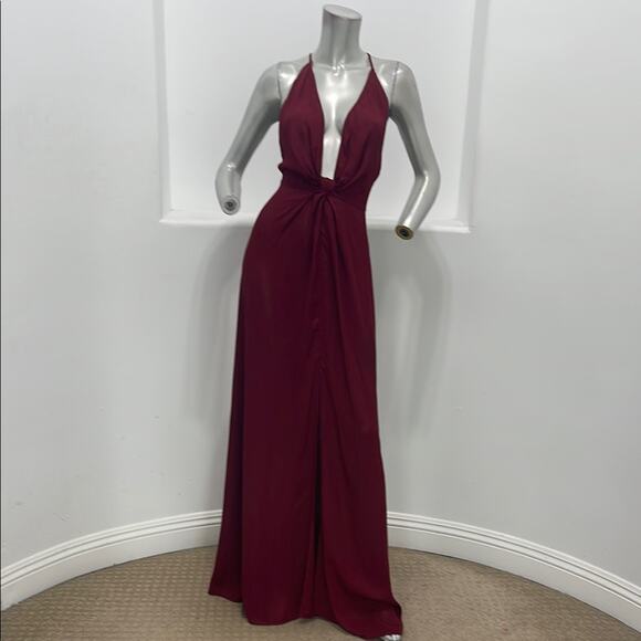 Reformation Dresses & Skirts - Reformation Crepe  Burgundy Halter Maxi Dress Size 6
